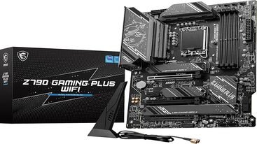 Imagen de placa base Z790 de alta gama, ideal para gaming y overclocking. Con soporte para memoria DDR5, conectores PCIe 5.0 y un avanzado sistema de disipación térmica, esta placa base ofrece tecnología de vanguardia y rendimiento óptimo para configuraciones de PC de alto rendimiento